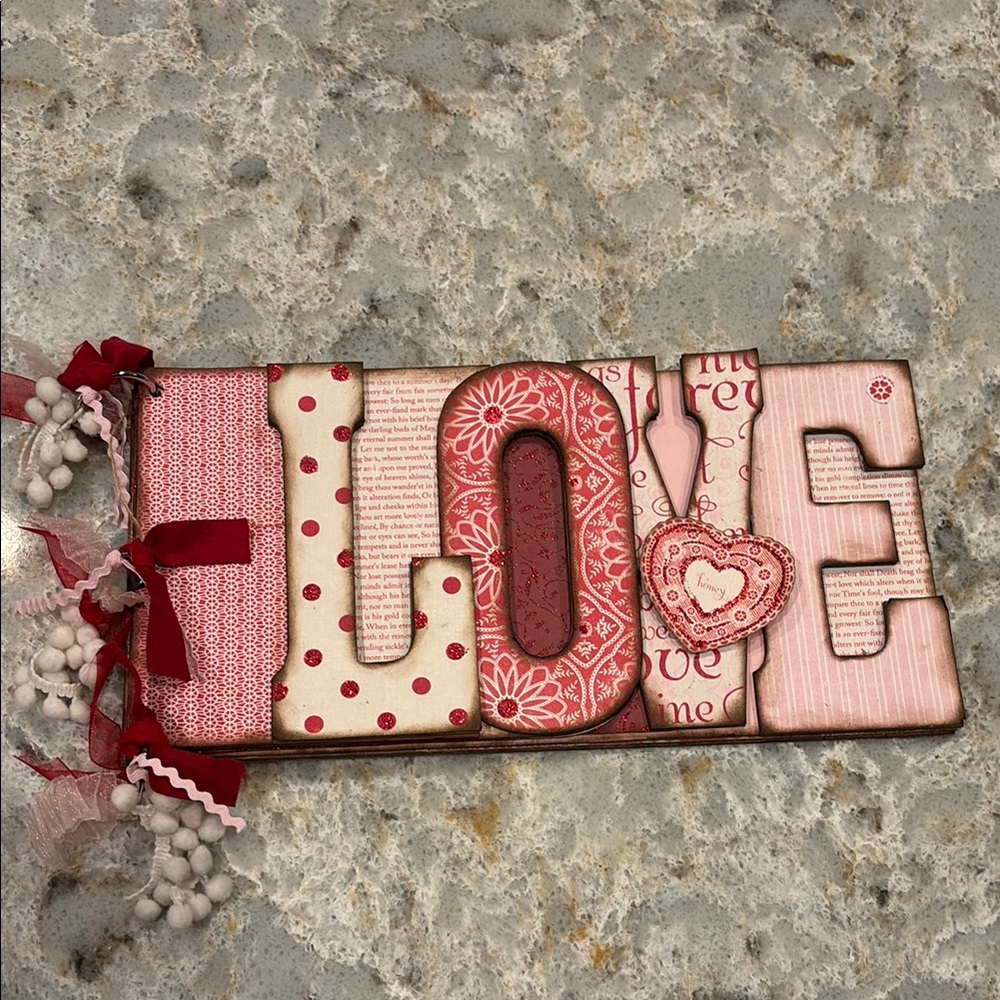 Decorative LOVE Sign with Red and Pink Accents